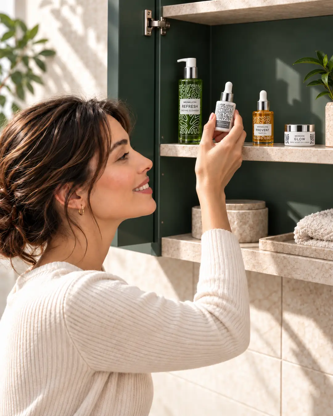 Dr.Lap Wrinkless ürünleri banyo dolabında